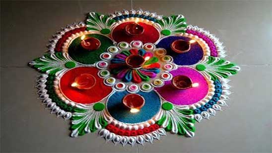 Rangoli Free Hand Designs with Colours