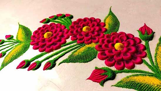 Rangoli Kolam Designs with Flowers