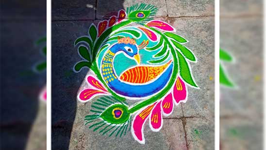 Rangoli for Diwali Peacock