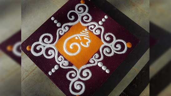 Rangoli with Flowers and Leave