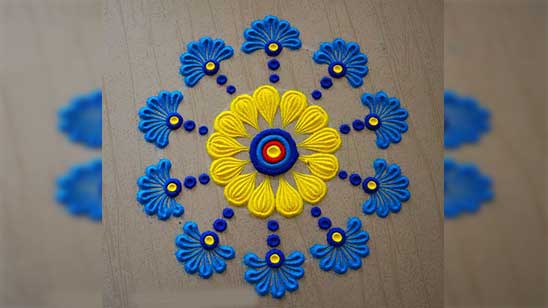 Rangoli with Flowers and Leaves
