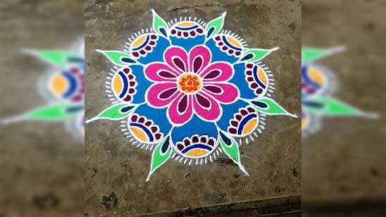 Real Flower Rangoli Design