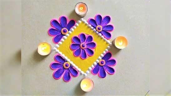Simple Flower Rangoli Designs for Home