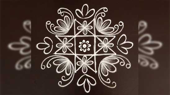 Simple Flower Rangoli with Dots