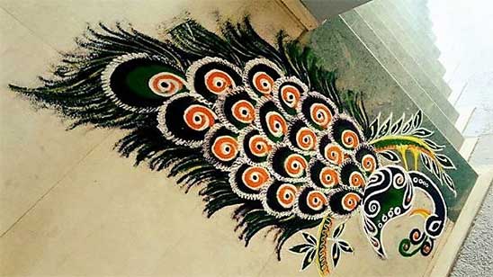 Simple Peacock Rangoli