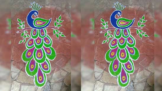 Simple Peacock Rangoli Designs