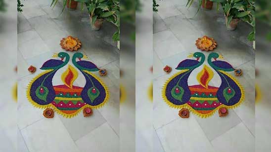 Simple Peacock Rangoli Designs