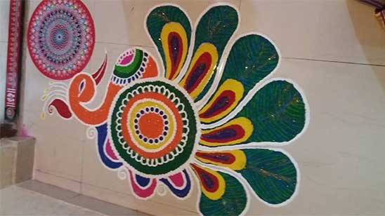 Simple Rangoli Design Peacock