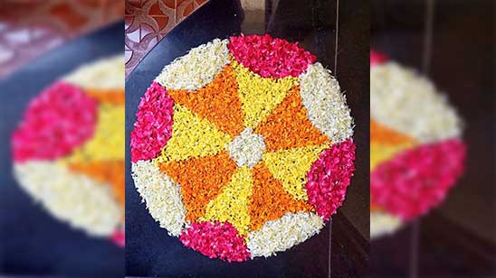 Simple Rangoli Designs for Diwali with Flowers