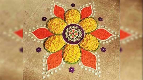 Simple Rangoli Designs with Colours for Home