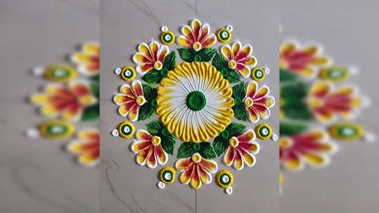 Simple Rangoli Designs with Dots for Home