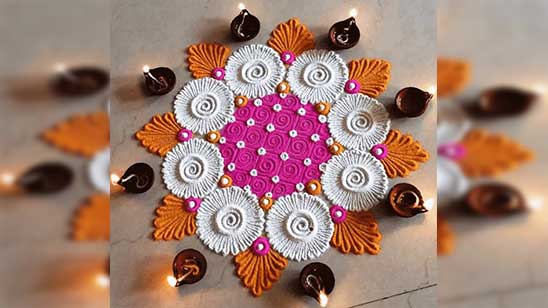 Simple Rangoli Designs with Flowers