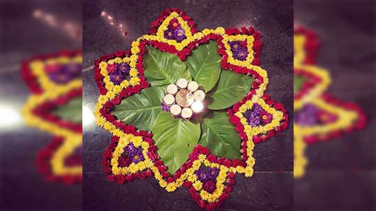 Simple Rangoli Designs with Flowers