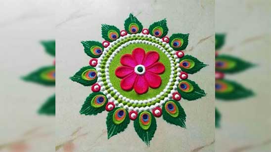 Simple Rangoli Kolam Designs with Colours