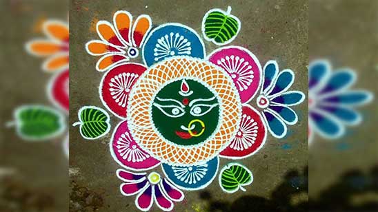 Simple Rangoli Kolam with Colour