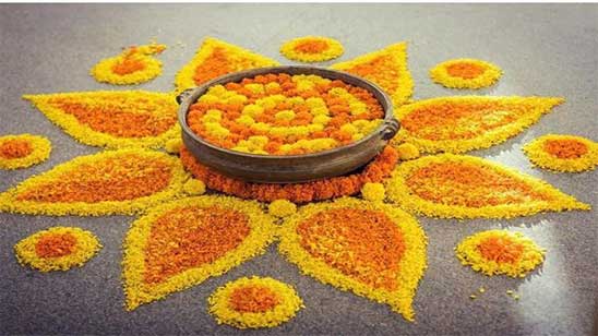 Simple and Easy Rangoli Designs for Home in Wale Tye