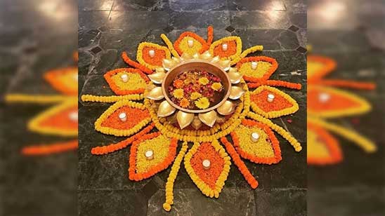 Small Rangoli with Flowers