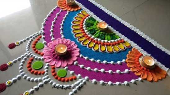 Unique and Trendy Rangoli Design with Boundary
