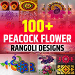 Peacock Rangoli Designs with Flowers