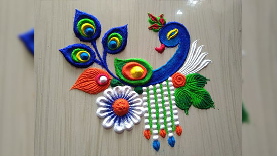 Diwali Peacock Rangoli Designs