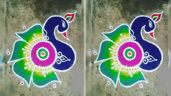 Diwali Peacock Rangoli Images