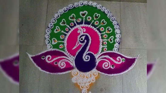 Images of Peacock Rangoli Designs for Diwali