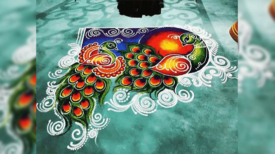 Latest Peacock Rangoli Designs Diwali Rangoli Video