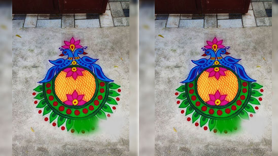 New Peacock Rangoli Designs for Diwali