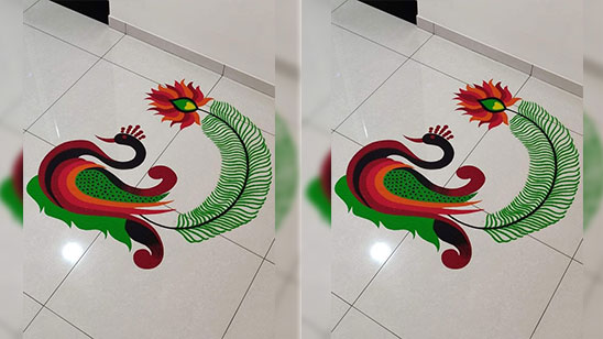 Peacock Rangoli Designs for Diwali Easy