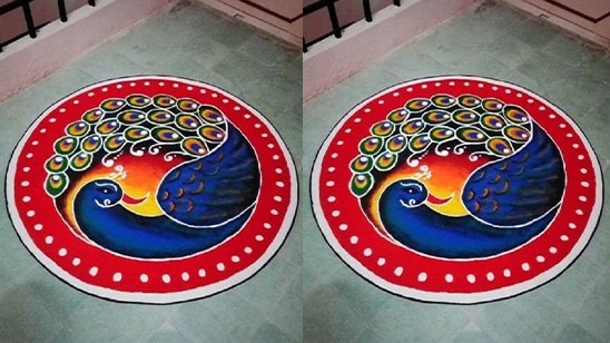 Peacock Rangoli Designs for Diwali Free Hand Videos