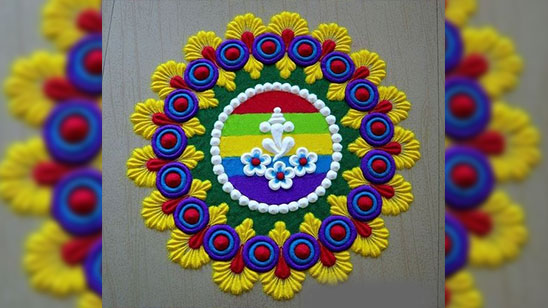 Peacock Simple Rangoli Design for Diwali