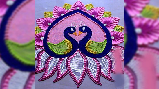 Simple Rangoli Designs for Diwali Peacock