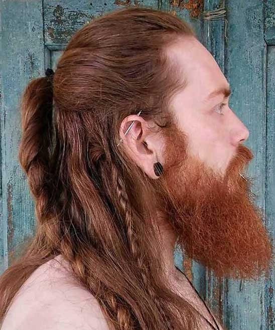 2022 Hairstyles for Men Long Curly Hair with Beard
