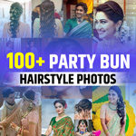 Bun Hairstyle on Saree for Party