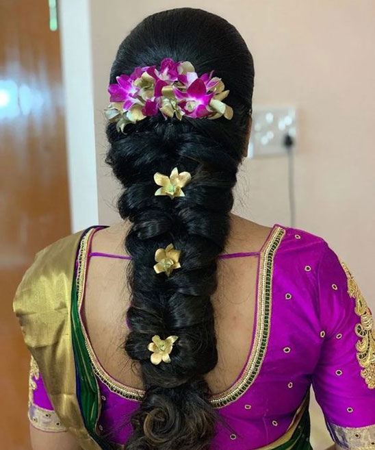 Engagement Bridal.front.hairstyle South Indian