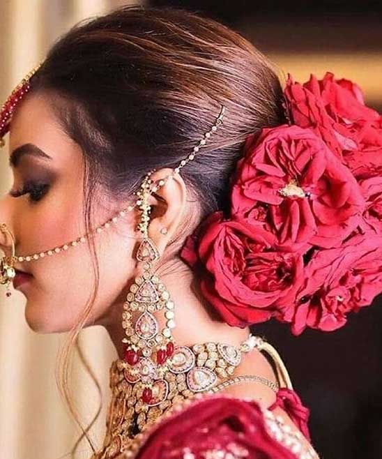Hairstyle for Saree with Flowers