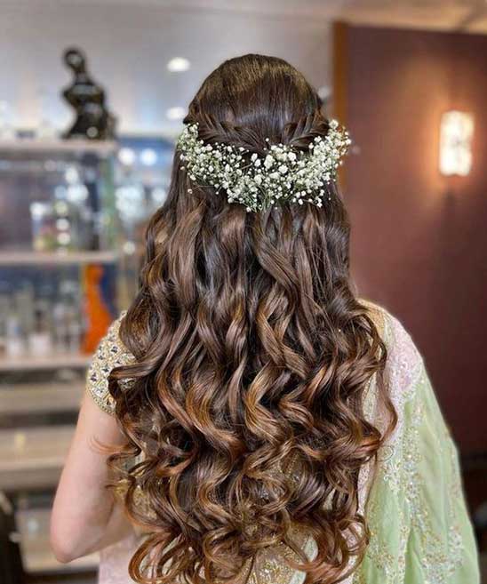 Hairstyle on Lehenga for Curly Hair