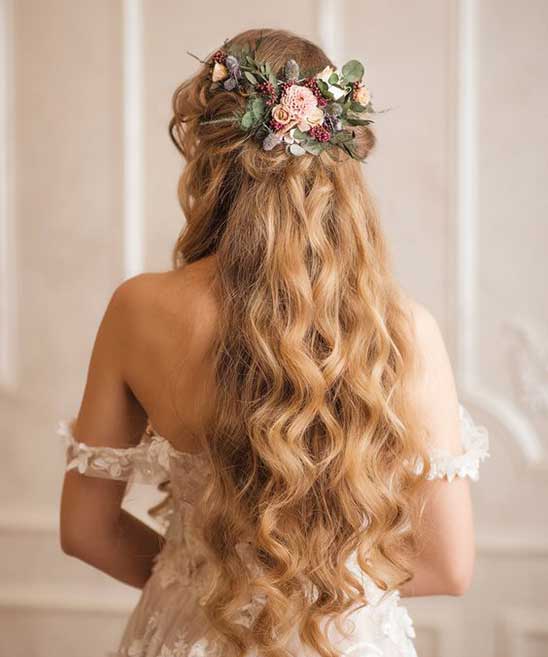 Indian Bridal Hairstyles for Long Hair with Flowers