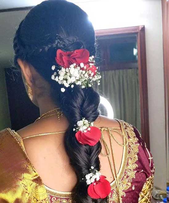 Indian Bridal Hairstyles with Readymade False Hair for Reception