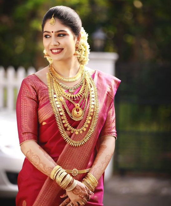 Kerala Bridal Buns Hairstyles with Jasmine Flowers