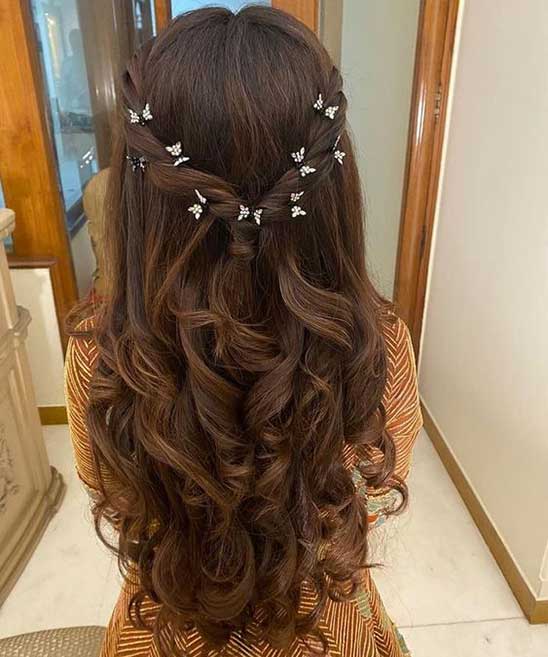 Long Hair Modern Hairstyle for Saree