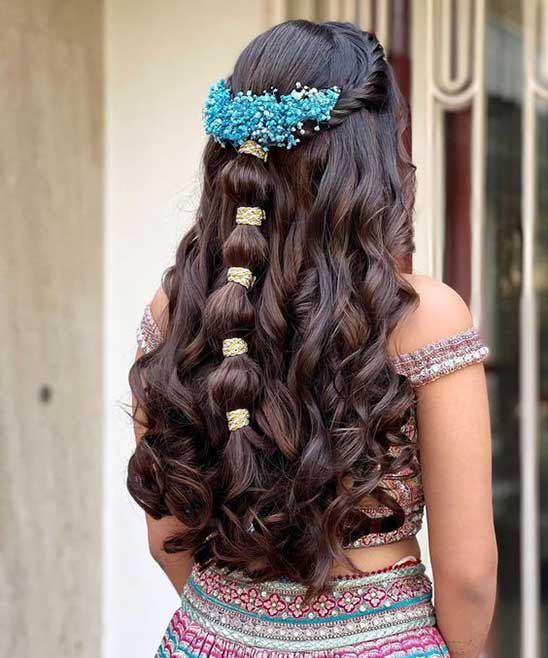 Open Hairstyle with Punjabi Suit