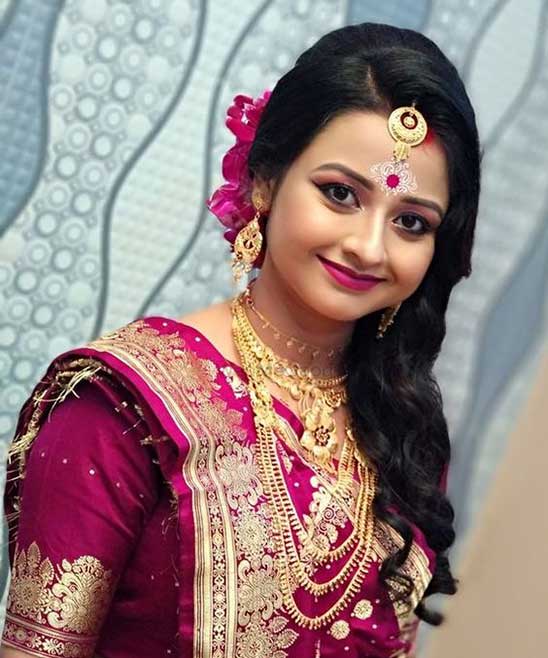 South Indian Bridal Reception Elegant Hairstyle Pictures