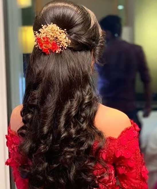 South Indian Bridal Reception Hairstyle Hair Bun with Orchids