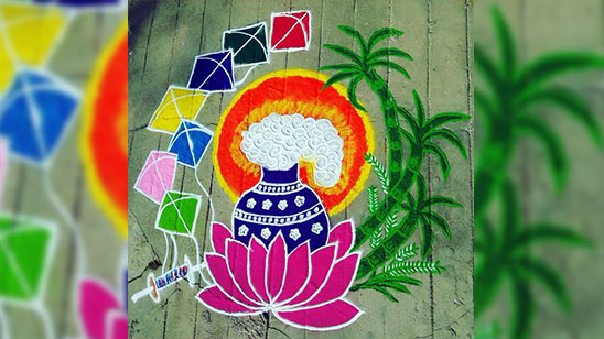 Flower Rangoli Designs for Pongal