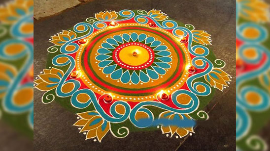 Peacock Rangoli Designs for New Year