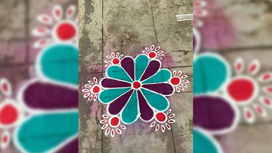 Pongal Kolam with Dots Step by Step