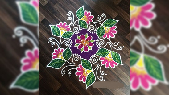 Pulli Kolam for Pongal with Dots