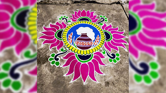 Rangoli for Pongal Festival with Dots
