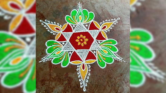 Rangoli for Pongal with Dots